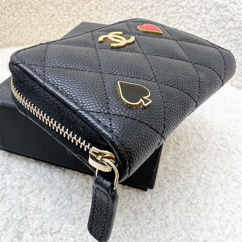 Chanel 23C Zippy Card Holder in Black Caviar LGHW