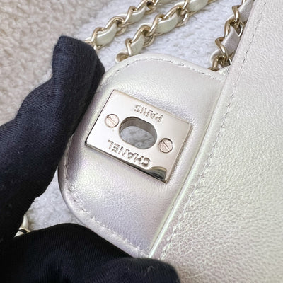 Chanel Classic Mini Rectangle Flap in 20B Iridescent Ivory Lambskin and LGHW