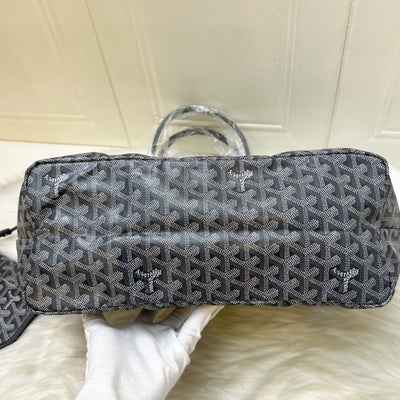 [Brand New] Goyard St Louis PM Tote in Grey Goyardine Canvas