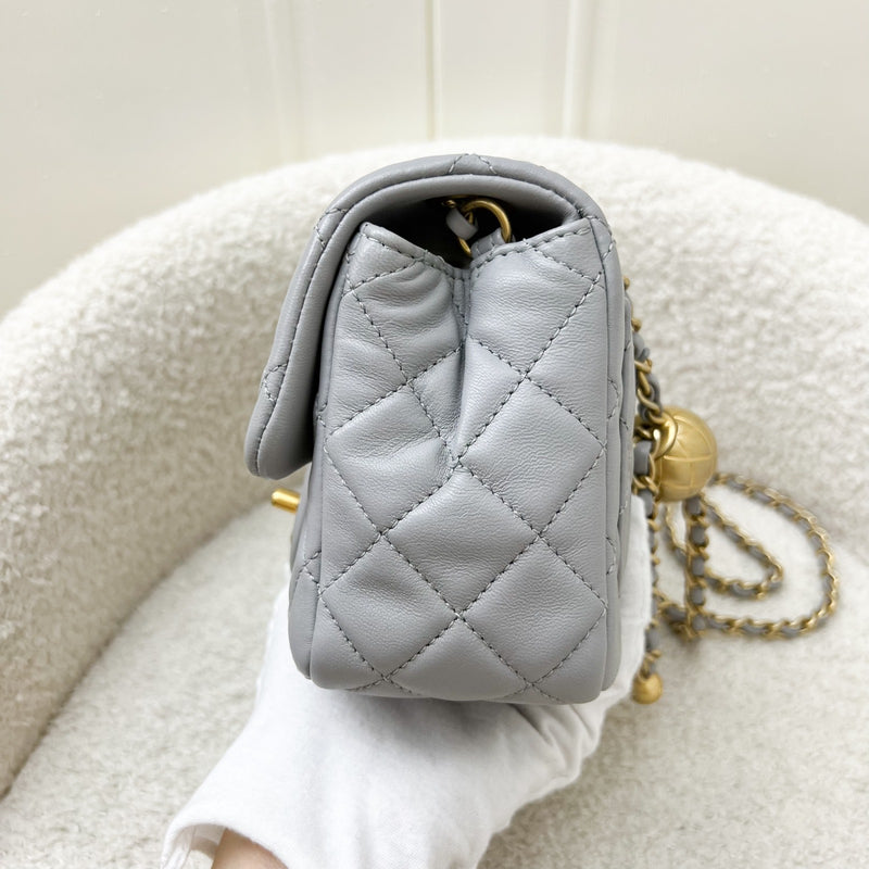 Chanel Pearl Crush Mini Square Flap in 21B Grey Lambskin AGHW