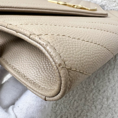 Saint Laurent Monogram Clutch in Dark Beige Grained Leather and GHW