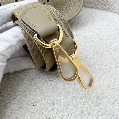 Hermes Mini Evelyne 16 in Beige Marfa Clemence Leather, Canvas Strap and GHW