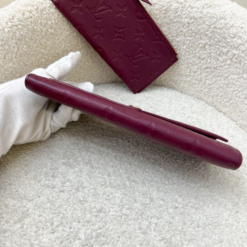 LV Curieuse Long Wallet in Maroon Empreinte Leather and GHW (Model: M60341)