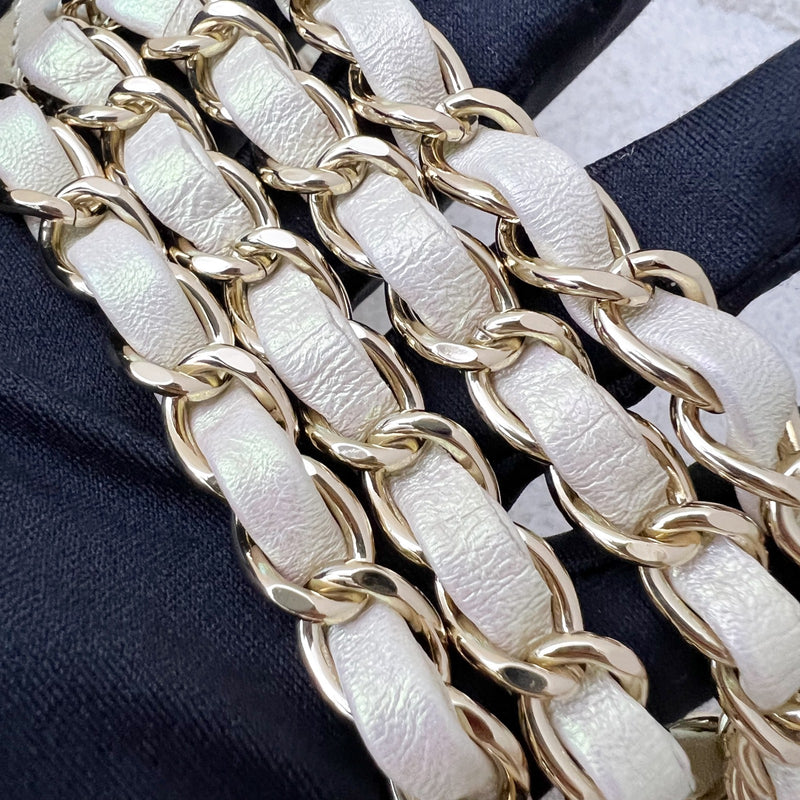 Chanel Classic Mini Rectangle Flap in 20B Iridescent Ivory Lambskin and LGHW