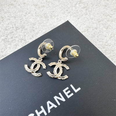 Chanel CC Dangling Earrings with Crystals in LGHW