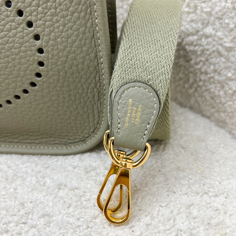 [Local Set - 2024] Hermes Mini Evelyne TPM in Sauge Clemence Leather and GHW