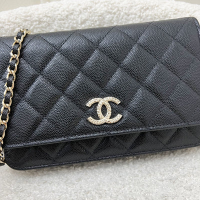 Chanel 24K Wallet on Chain WOC in Black Caviar and LGHW