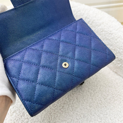 Chanel Classic Trifold Wallet in 19S Iridescent Blue Caviar LGHW