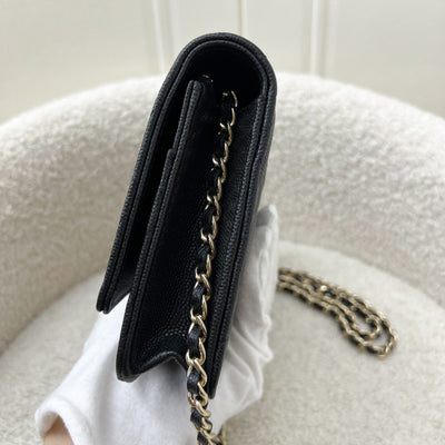 Chanel 24K Wallet on Chain WOC in Black Caviar and LGHW