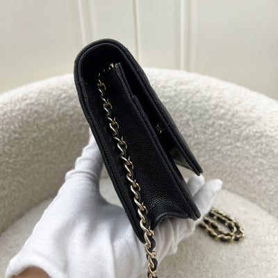 Chanel 24K Wallet on Chain WOC in Black Caviar and LGHW