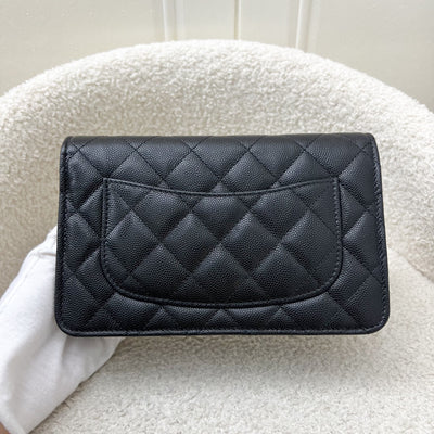 Chanel 24K Wallet on Chain WOC in Black Caviar and LGHW