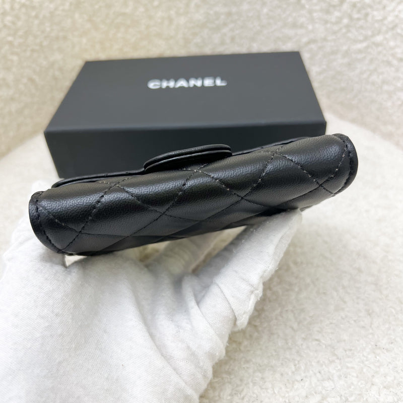 Chanel Classic Snap Card Holder in Black Lambskin and GHW