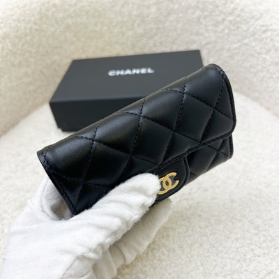 Chanel Classic Snap Card Holder in Black Lambskin and GHW