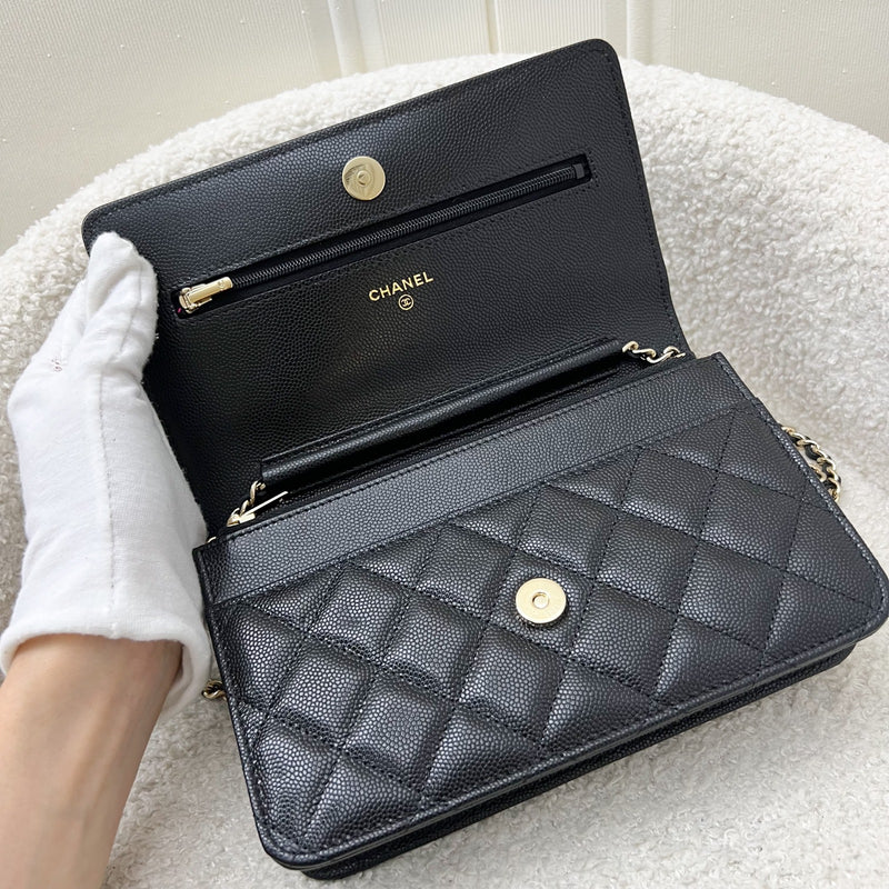 Chanel 24K Wallet on Chain WOC in Black Caviar and LGHW