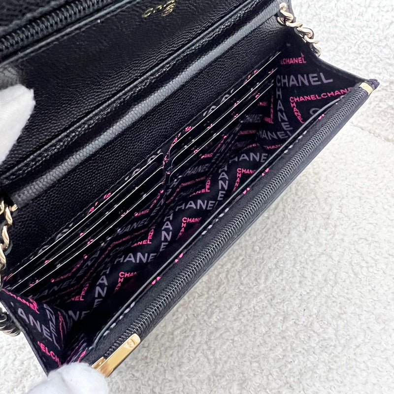 Chanel 24K Wallet on Chain WOC in Black Caviar and LGHW