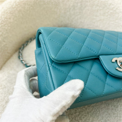 Chanel Classic Mini Rectangle Flap in 14S Turquoise Lambskin and SHW