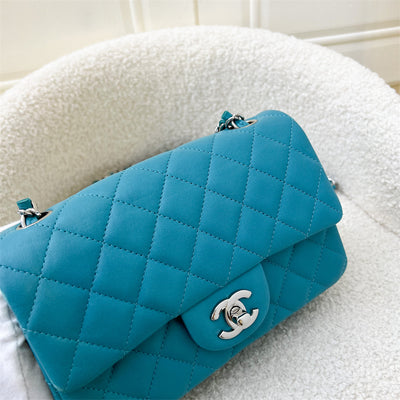 Chanel Classic Mini Rectangle Flap in 14S Turquoise Lambskin and SHW