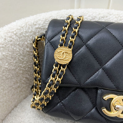 Chanel 22A Twist Your Buttons Small Flap in Black Caviar and AGHW