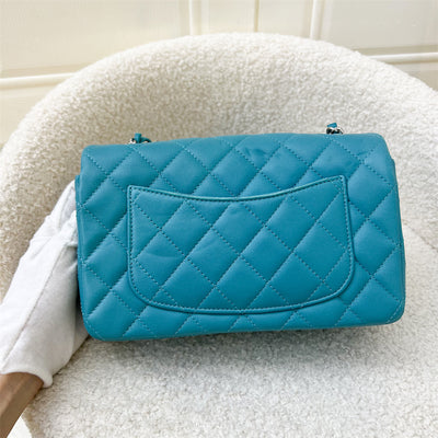 Chanel Classic Mini Rectangle Flap in 14S Turquoise Lambskin and SHW