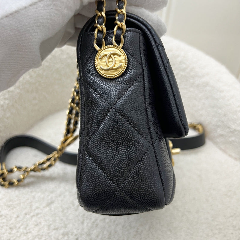 Chanel 22A Twist Your Buttons Small Flap in Black Caviar and AGHW