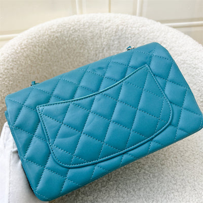 Chanel Classic Mini Rectangle Flap in 14S Turquoise Lambskin and SHW