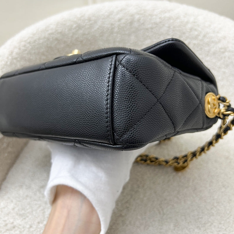 Chanel 22A Twist Your Buttons Small Flap in Black Caviar and AGHW