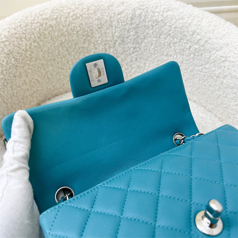Chanel Classic Mini Rectangle Flap in 14S Turquoise Lambskin and SHW