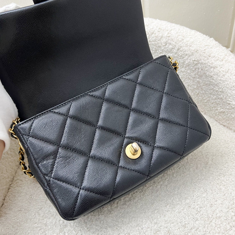 Chanel 22A Twist Your Buttons Small Flap in Black Caviar and AGHW