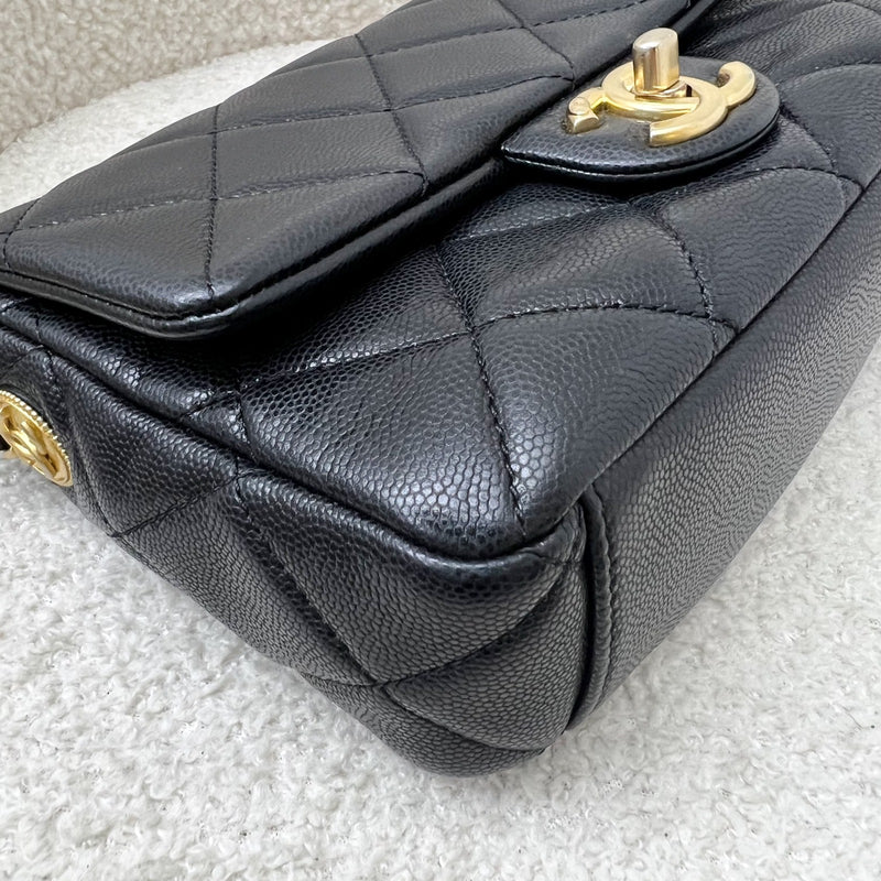 Chanel 22A Twist Your Buttons Small Flap in Black Caviar and AGHW