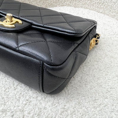 Chanel 22A Twist Your Buttons Small Flap in Black Caviar and AGHW