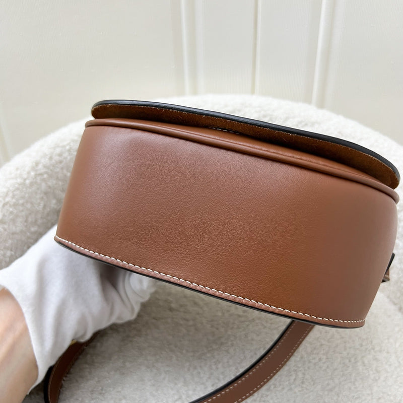 Celine Medium Folco Bag in Tan Calfskin and GHW