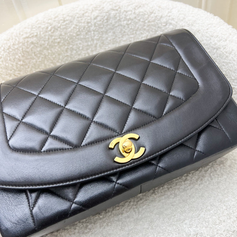 Chanel Medium Vintage Diana Flap in Black Lambskin and 24K GHW