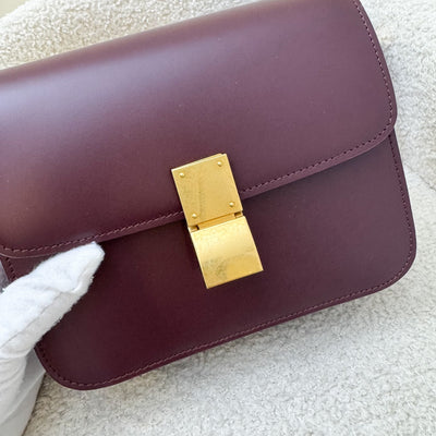 Celine Teen Classic Box Bag in Burgundy Calfskin AGHW