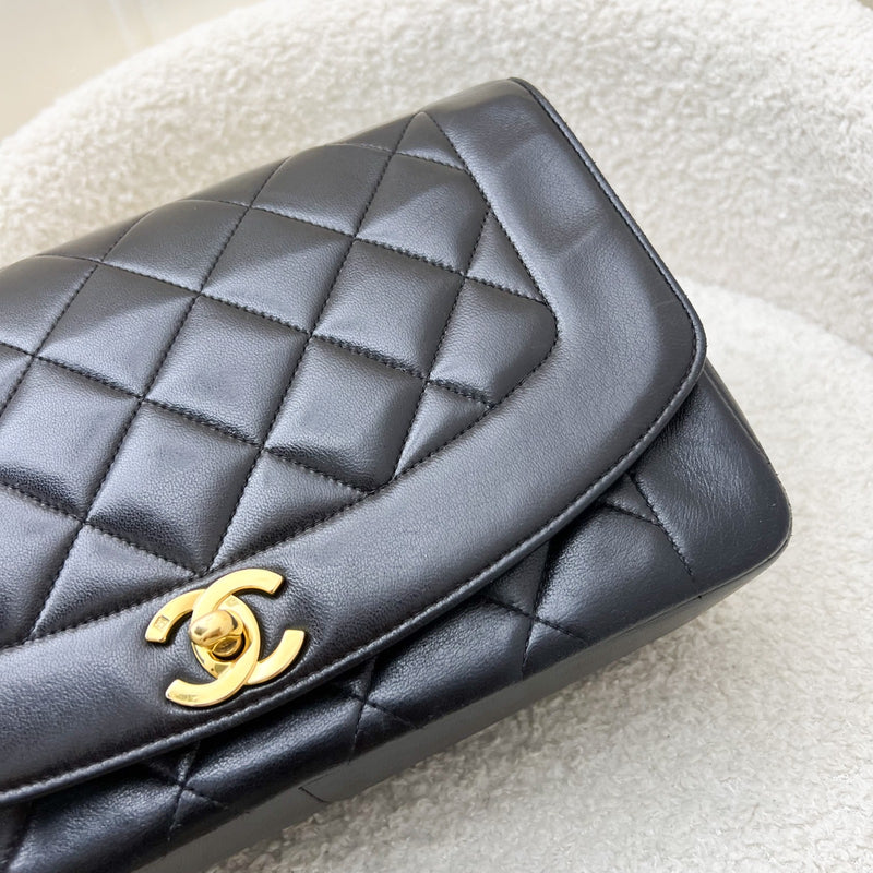 Chanel Medium Vintage Diana Flap in Black Lambskin and 24K GHW