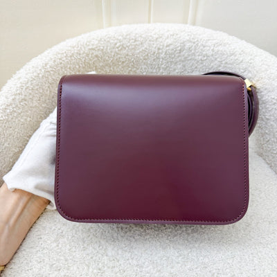 Celine Teen Classic Box Bag in Burgundy Calfskin AGHW