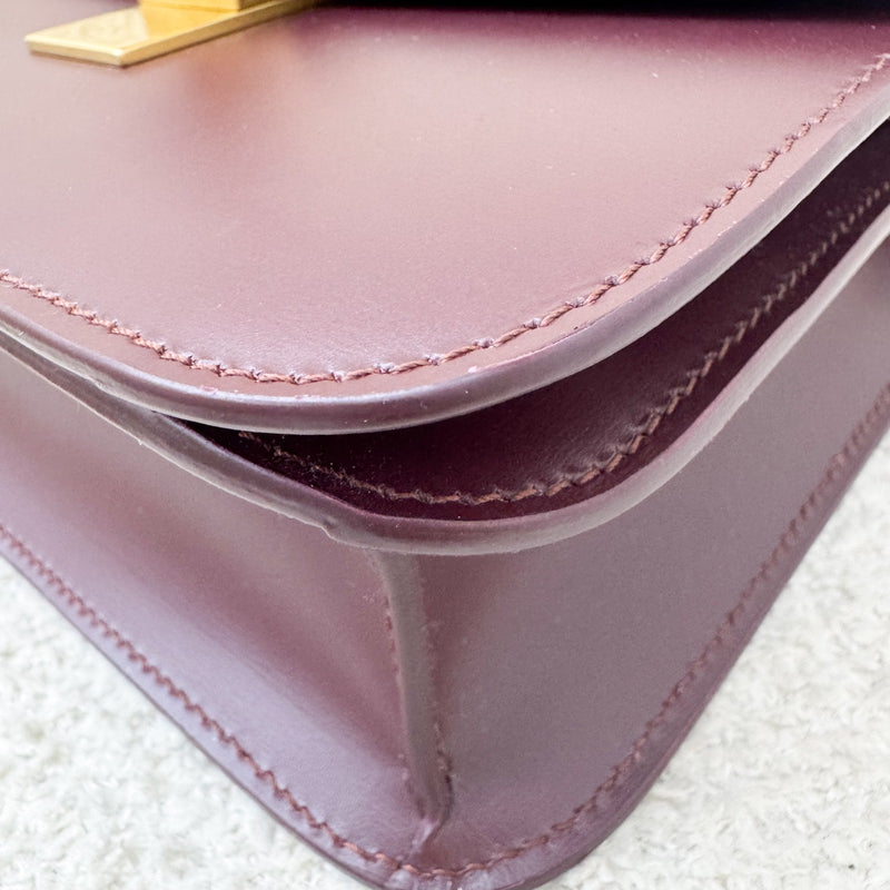 Celine Teen Classic Box Bag in Burgundy Calfskin AGHW