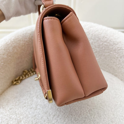 Chanel Chevron Top Handle Flap in Light Brown Calfskin and AGHW