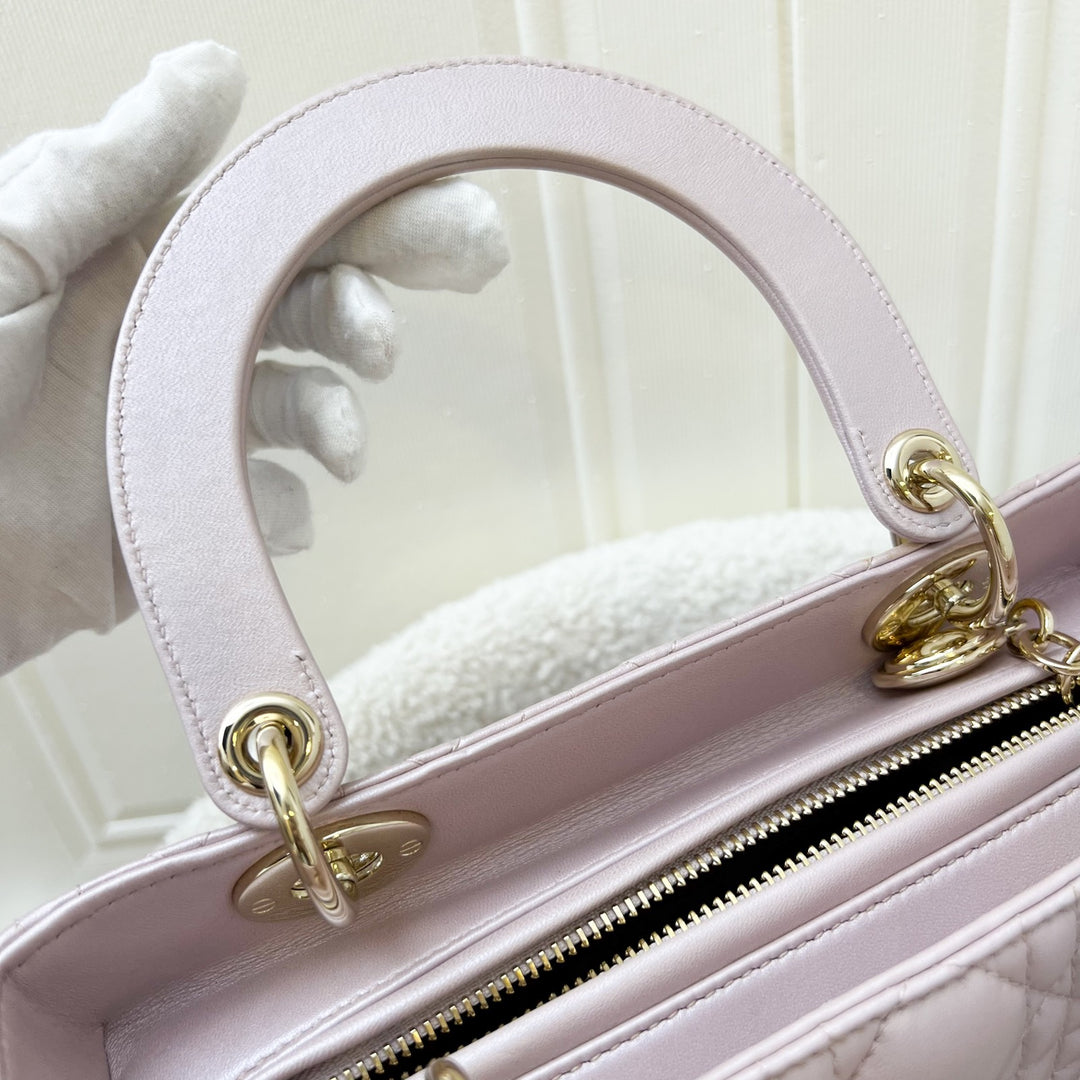 Dior Medium Lady Dior in Iridescent Lotus Pink Lambskin and