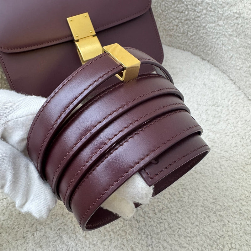 Celine Teen Classic Box Bag in Burgundy Calfskin AGHW