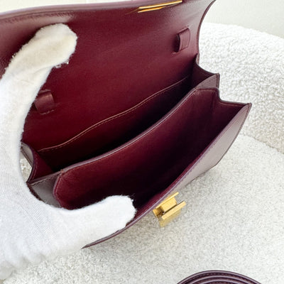 Celine Teen Classic Box Bag in Burgundy Calfskin AGHW