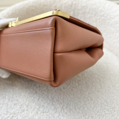 Chanel Chevron Top Handle Flap in Light Brown Calfskin and AGHW