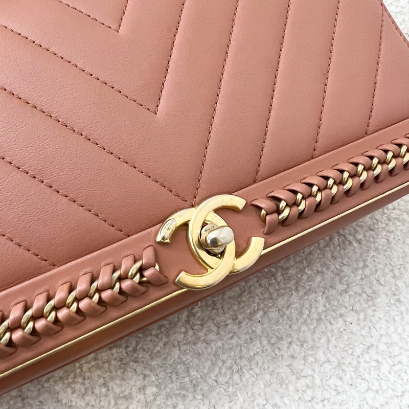 Chanel Chevron Top Handle Flap in Light Brown Calfskin and AGHW