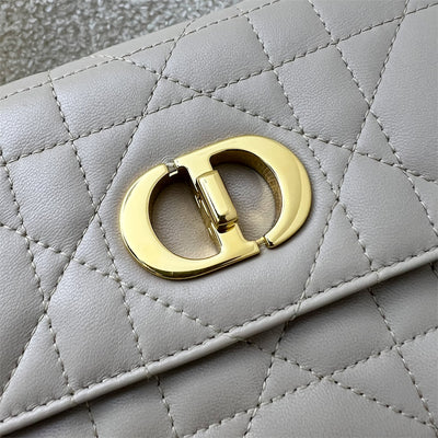 Dior Miss Caro Mini Flap Bag in Powder Beige Macrocannage Lambskin and GHW