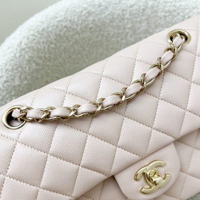 Chanel Small Classic Flap CF in 21C Rose Clair Light Pink Caviar and LGHW