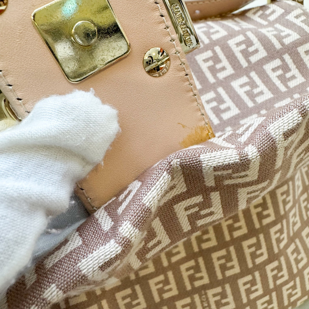 Fendi Zucchino Canvas Mamma Forever with Dusky Pink / Nude Leather