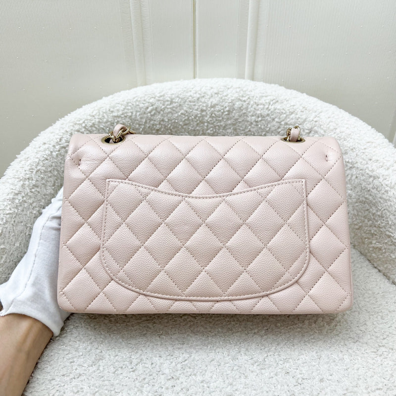 Chanel Small Classic Flap CF in 21C Rose Clair Light Pink Caviar and LGHW