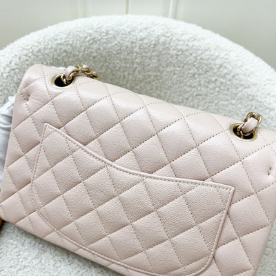 Chanel Small Classic Flap CF in 21C Rose Clair Light Pink Caviar and LGHW