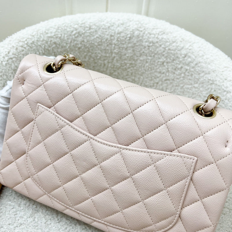 Chanel Small Classic Flap CF in 21C Rose Clair Light Pink Caviar and LGHW