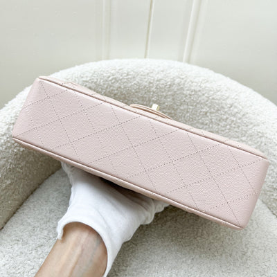 Chanel Small Classic Flap CF in 21C Rose Clair Light Pink Caviar and LGHW