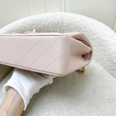 Chanel Small Classic Flap CF in 21C Rose Clair Light Pink Caviar and LGHW